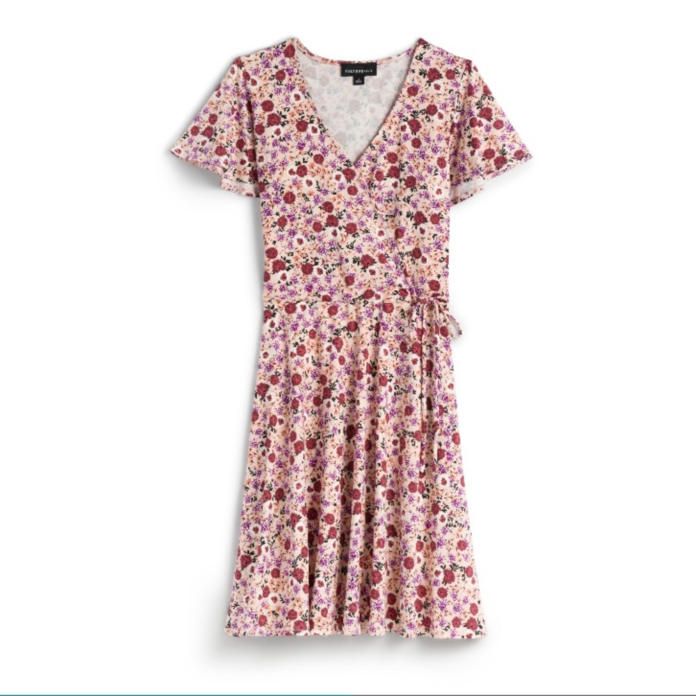 Fortune + Ivy Keagan Faux Wrap Brushed Knit Dress